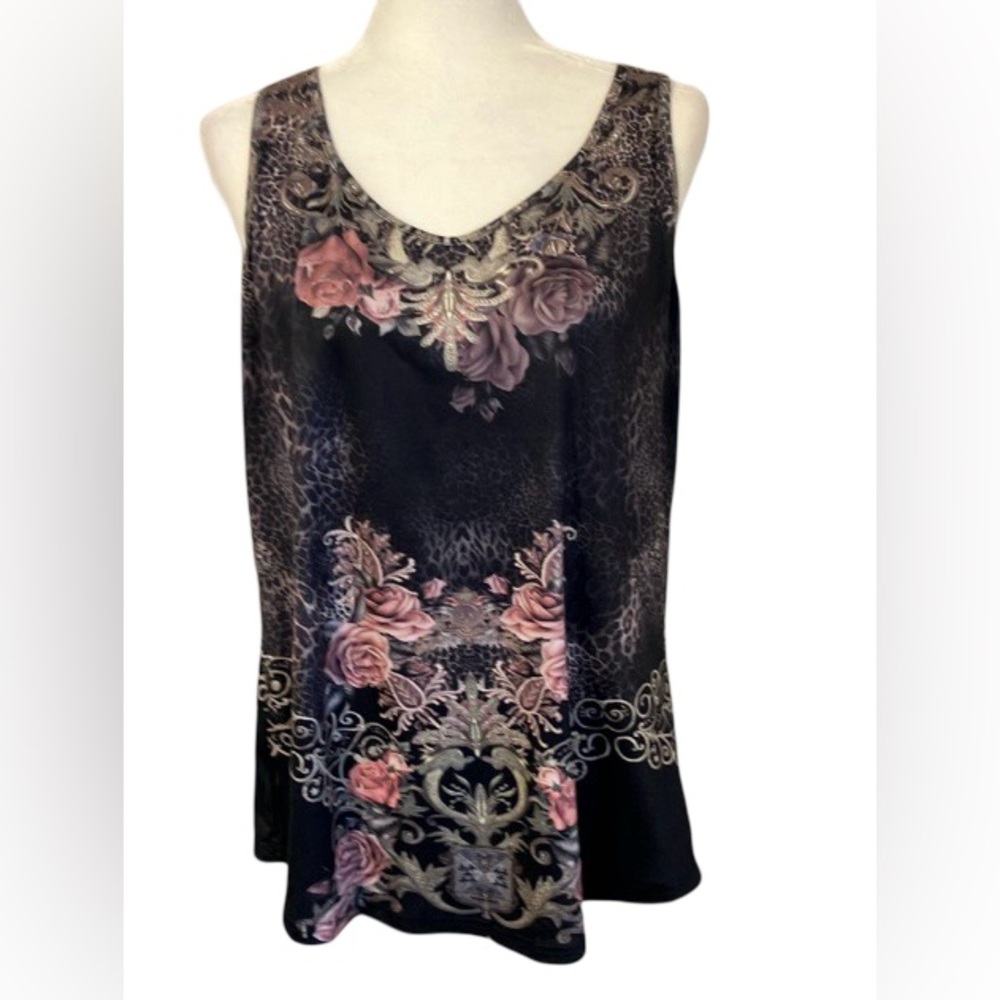 Bohemian Style Animal Print Floral Sleeveless Summer Top Women Sz XL NEW No Tag